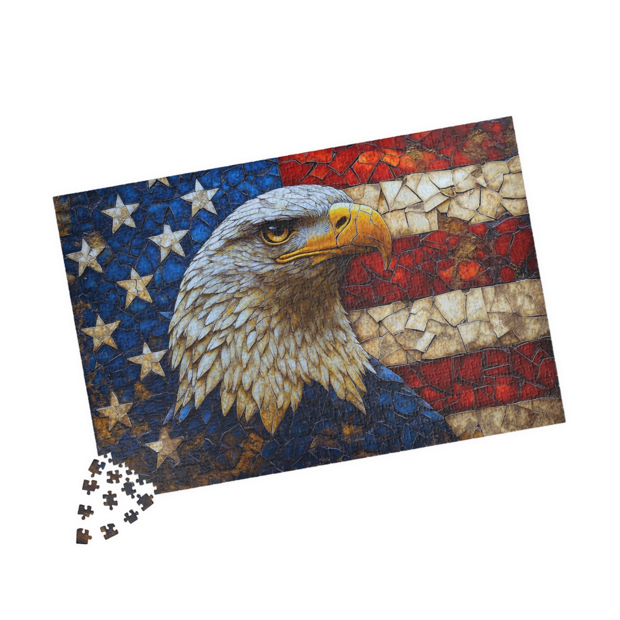 Featured Puzzles collection showcasing stunning art puzzles including vibrant sunset landscapes and abstract designs.