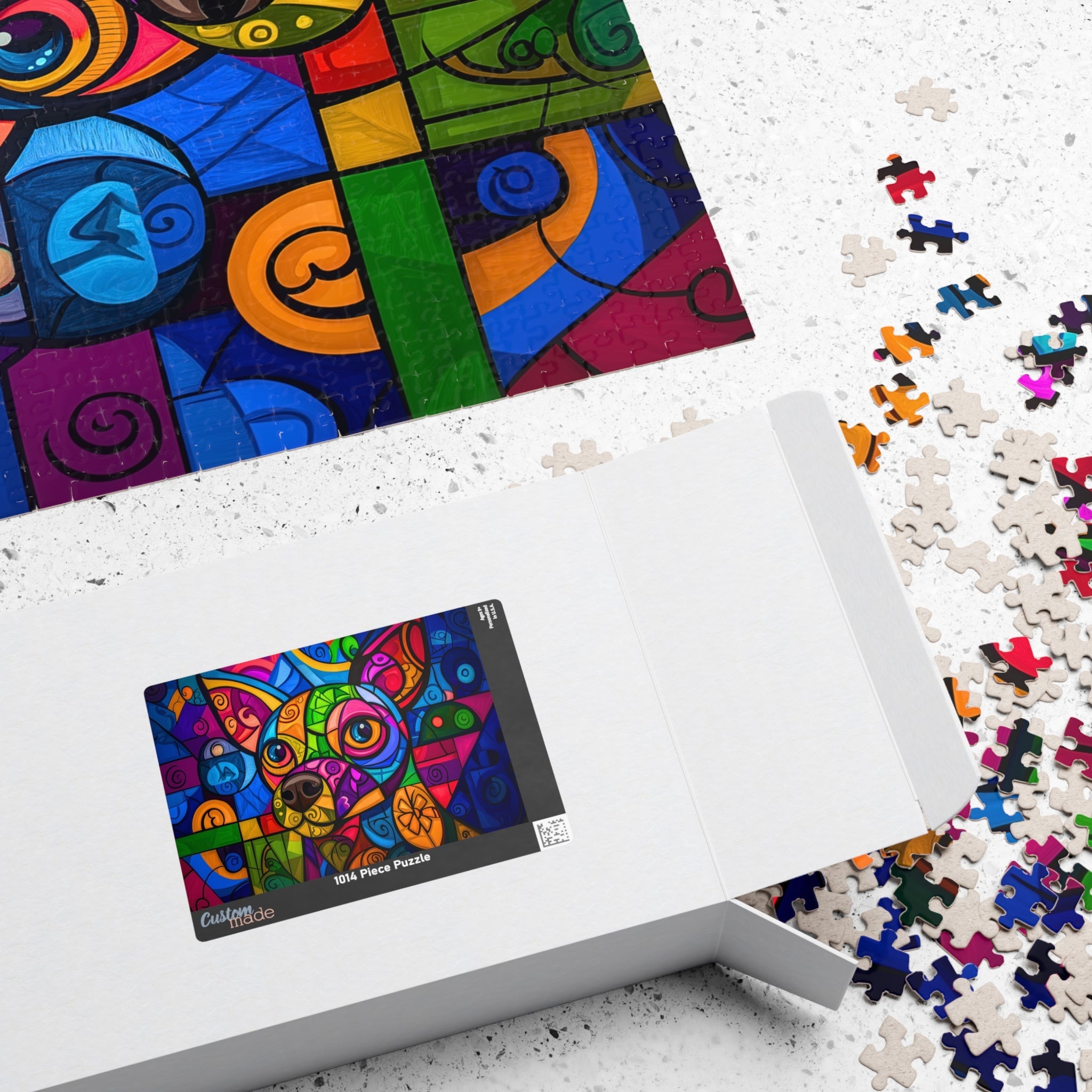 Mosaic Eagle — 1014 Piece Art Puzzle showcasing a patriotic stained glass American flag design, featured in our collection of stunning puzzles.