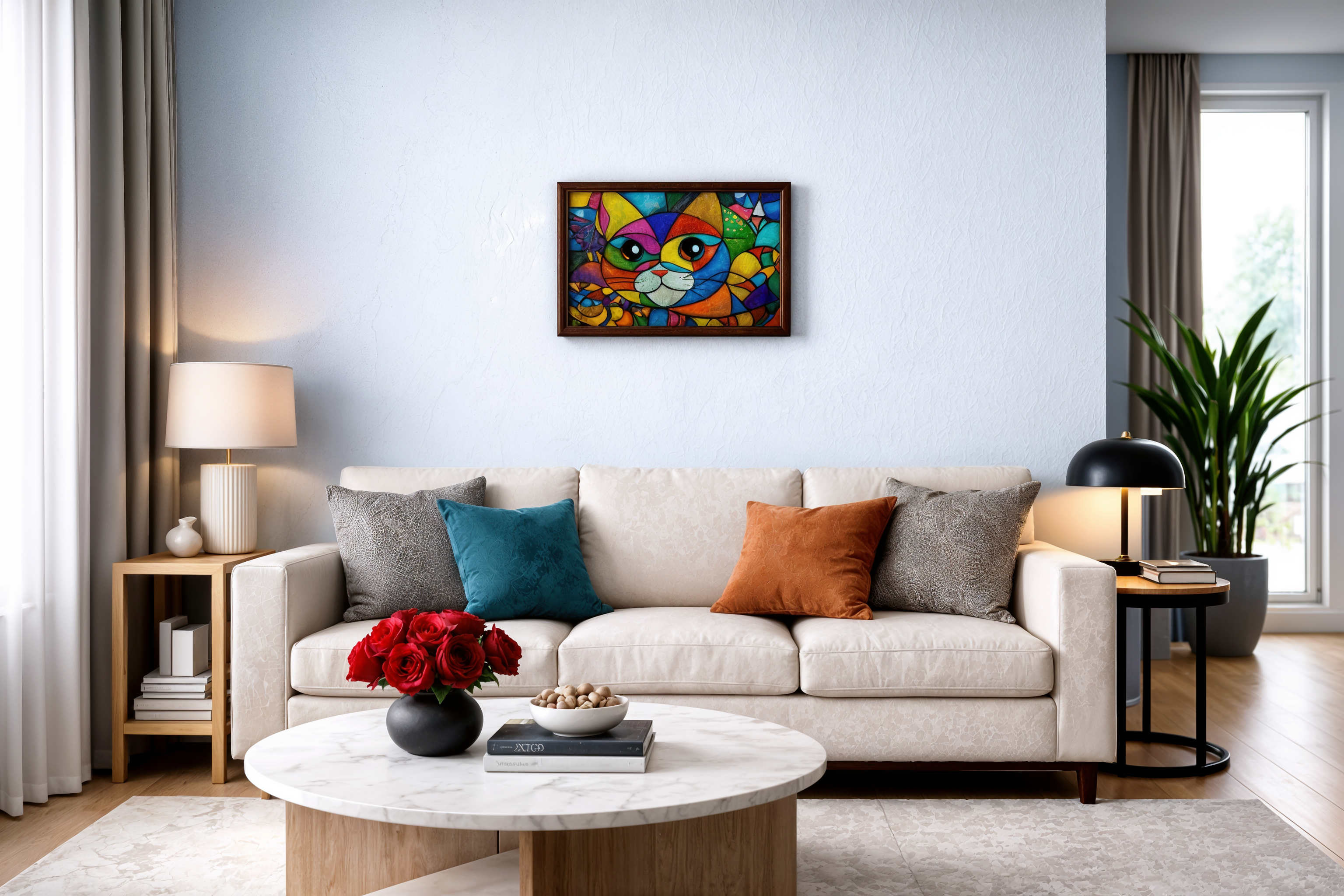 Featured Puzzles collection showcasing stunning art puzzles including vibrant sunset landscapes and abstract designs.