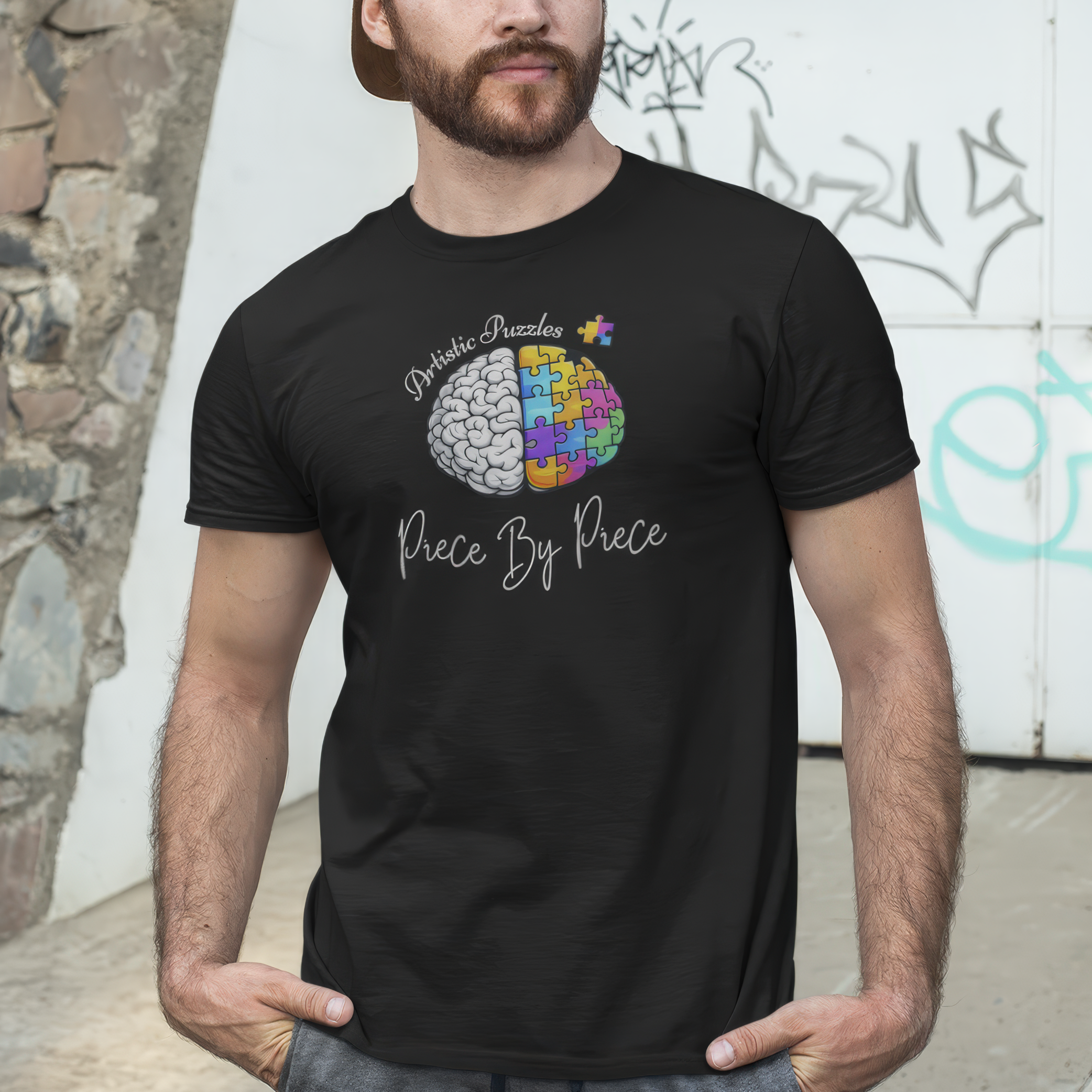 Apparel collection featuring a stylish artistic puzzle-inspired Signature Brain Hat, perfect for creative individuals who love to express themselves.