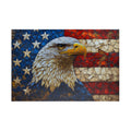 Mosaic Eagle Puzzle by Printify showcasing a detailed bald eagle against the American flag, ideal for patriotic decor and puzzle enthusiasts.